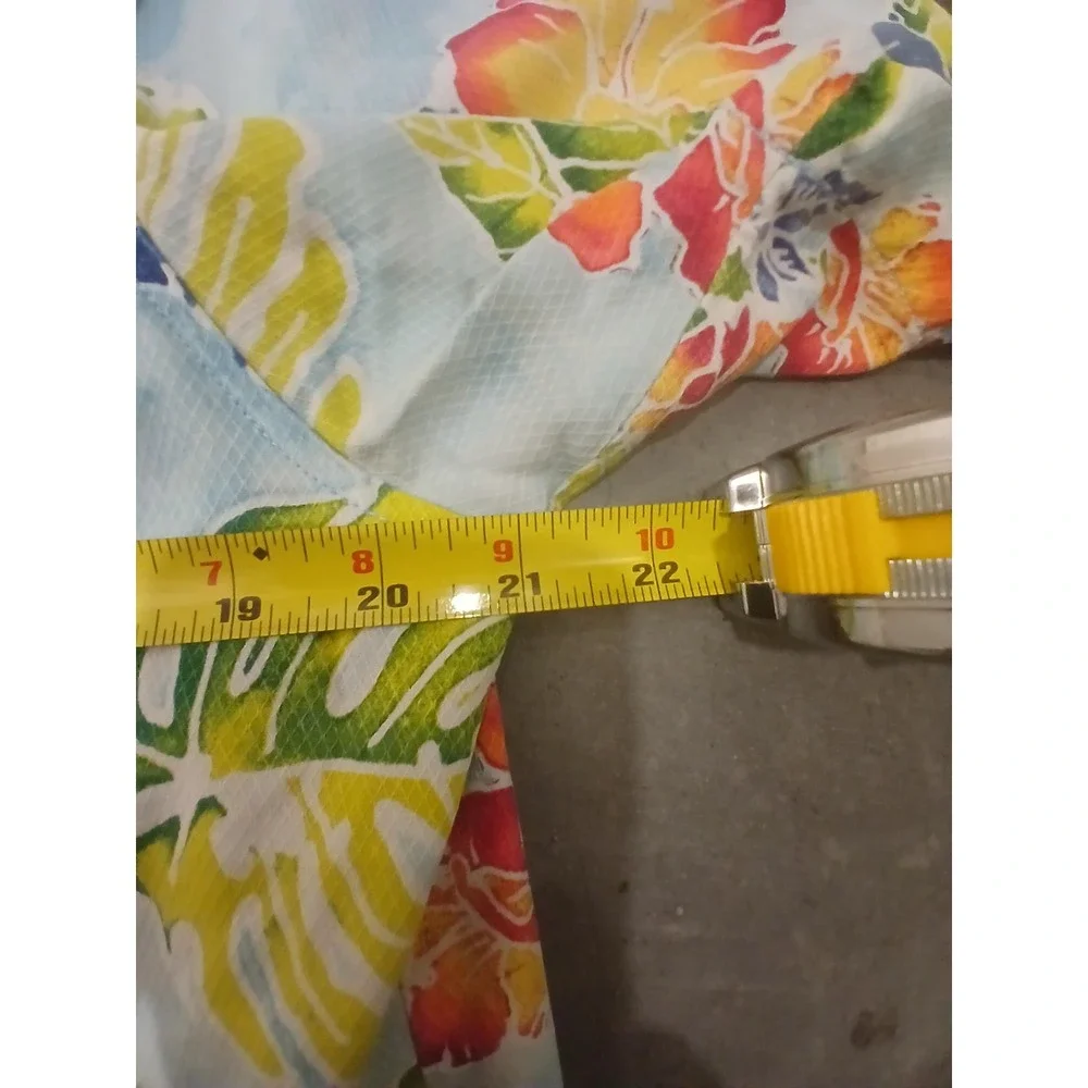 Tommy Bahama Silk Shirt Mens M Hawaiian Botanical Floral Fern Blue Button Up - Picture 2 of 8
